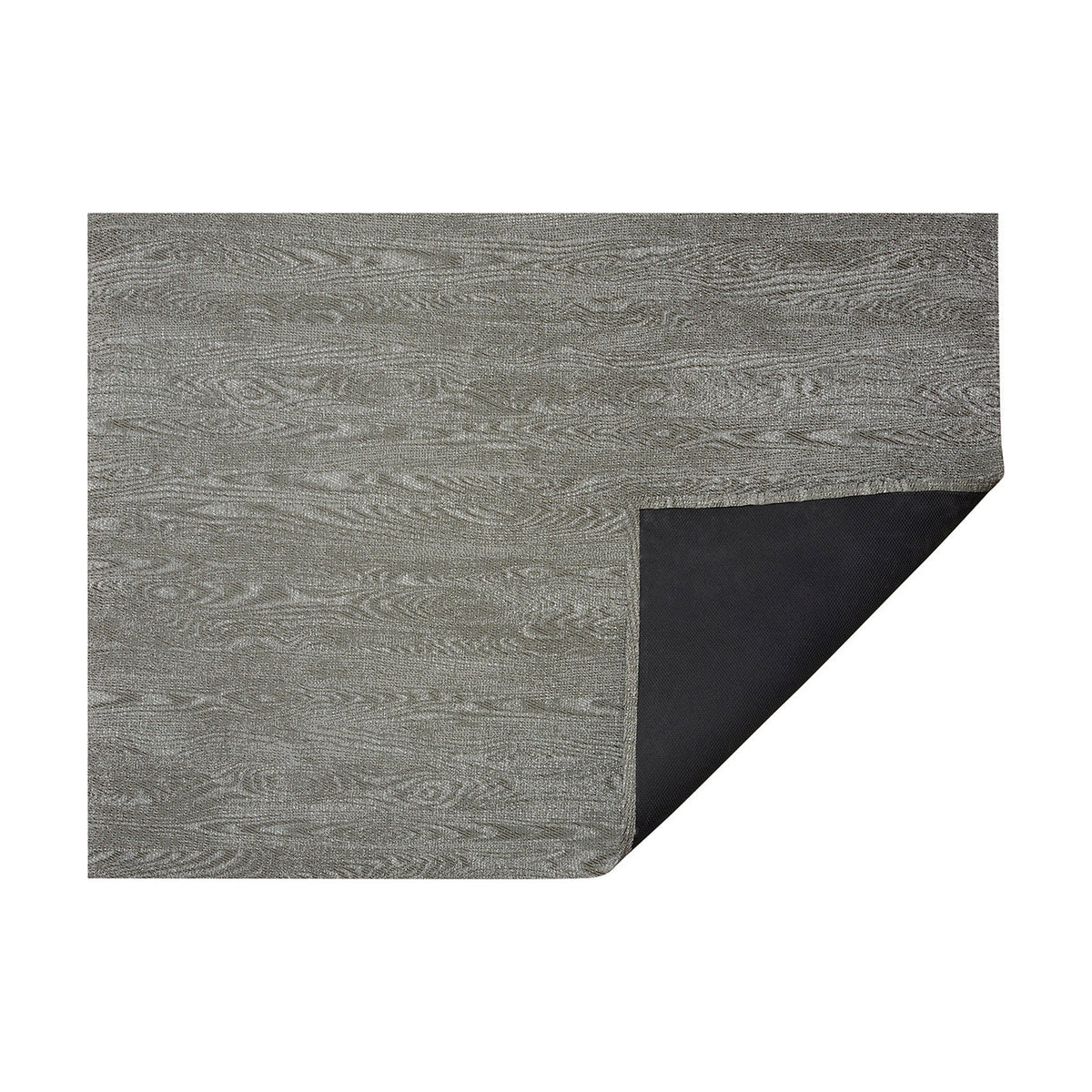 Umber Woodgrain woven floor mat by Chilewich, horizontal folded-corner view