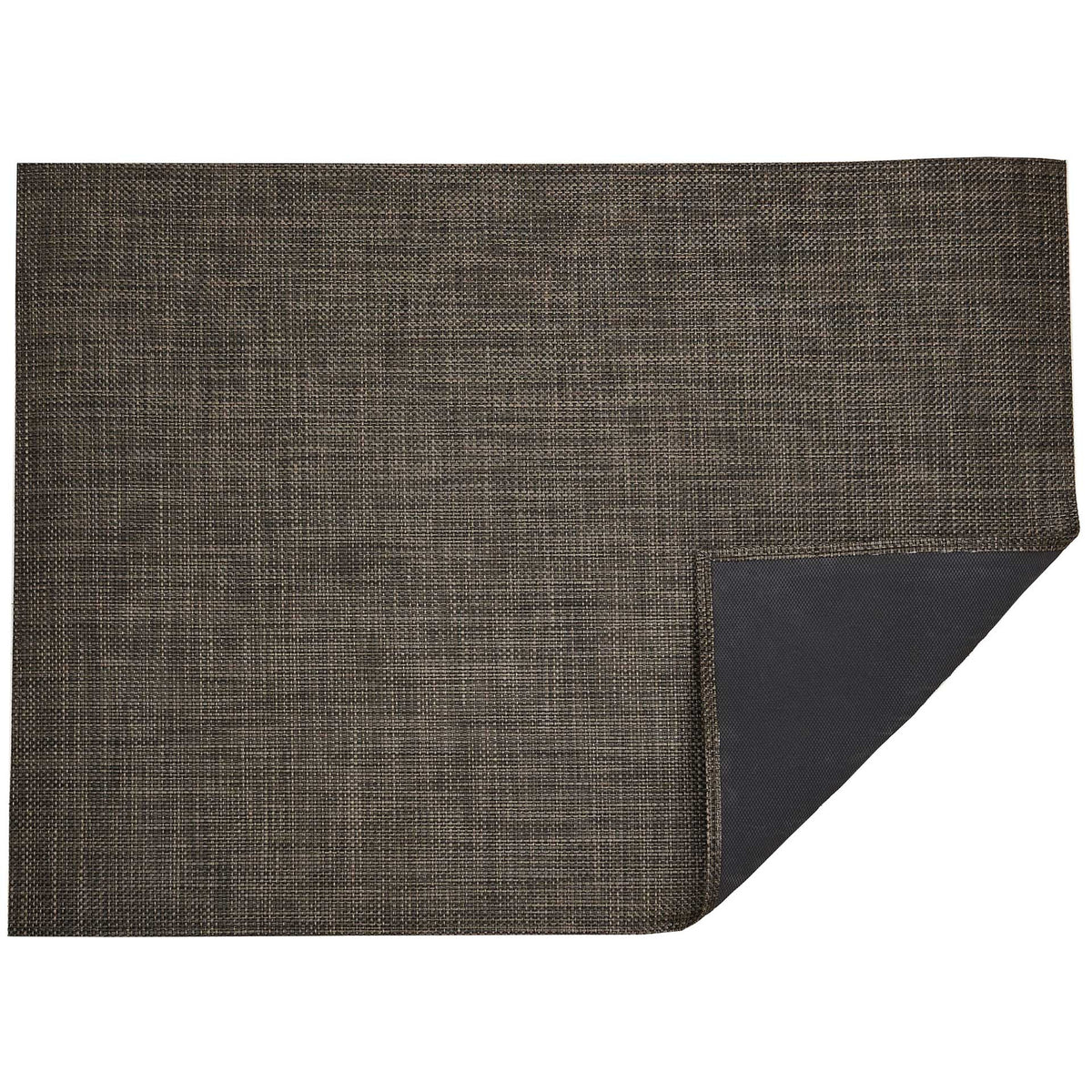 Basketweave / Earth woven floor mat by Chilewich, folded-corner studio view