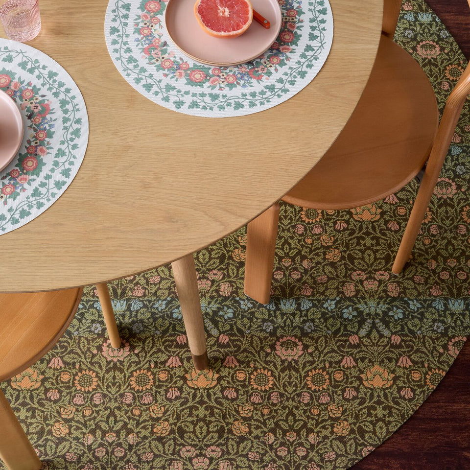 Dark Multi William Morris round woven rug by Chilewich