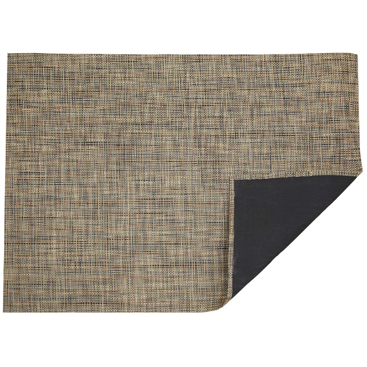 Basketweave / Bark woven floor mat by Chilewich, folded-corner studio view