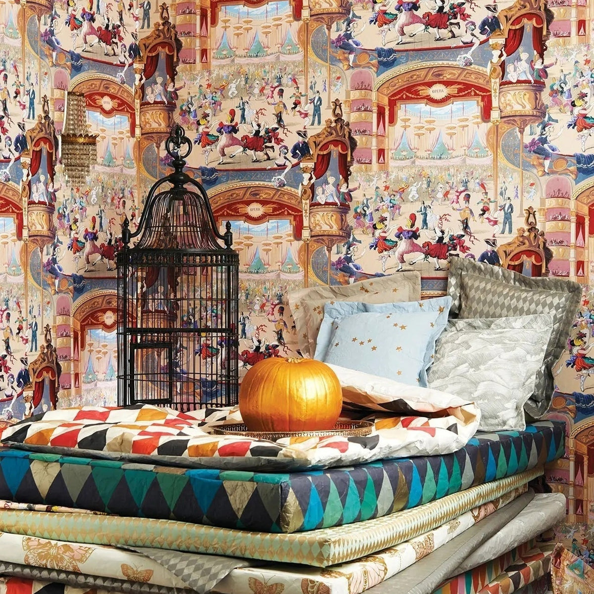 Cole & Son cabaret wallpaper in Cabaret Multi — lifestyle