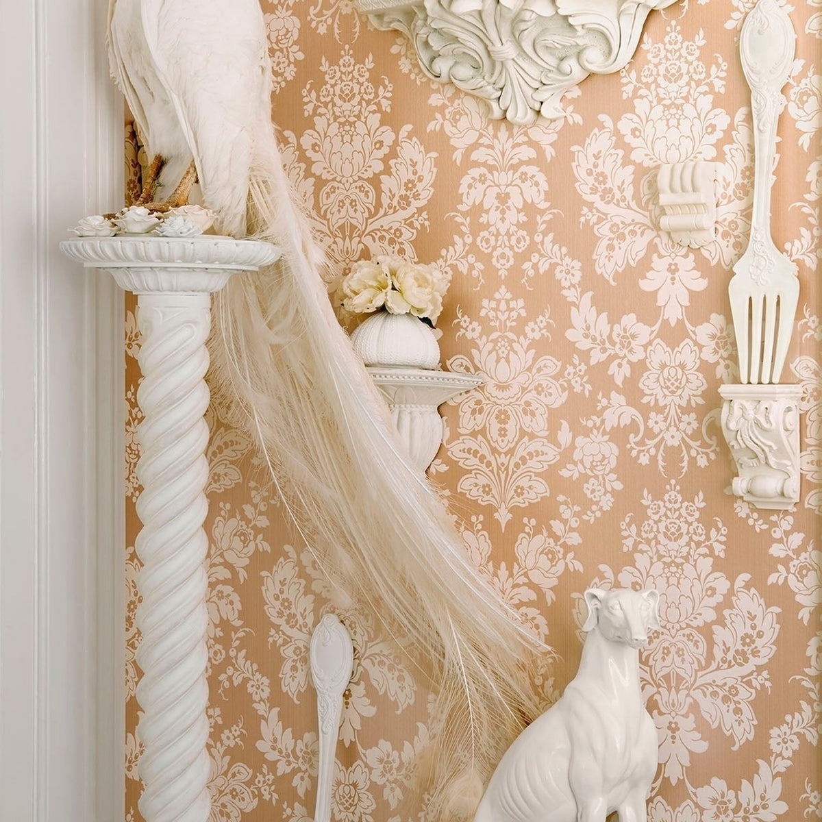 Cole & Son giselle wallpaper in Mica Plaster Pink — lifestyle