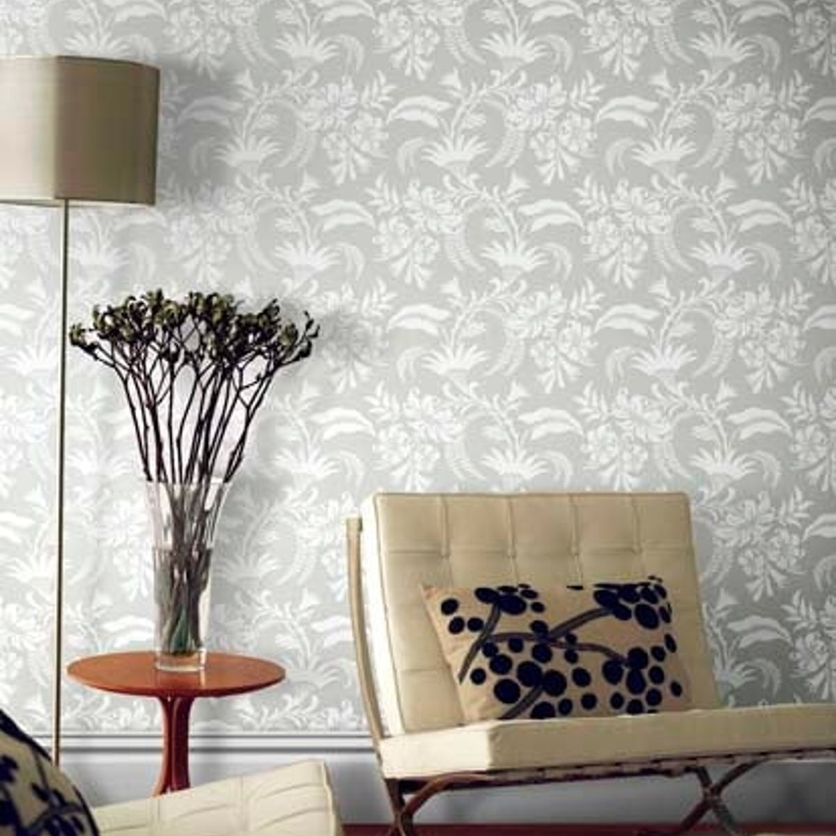 Cole & Son cranley wallpaper in Chalk on Eau du Nil — lifestyle