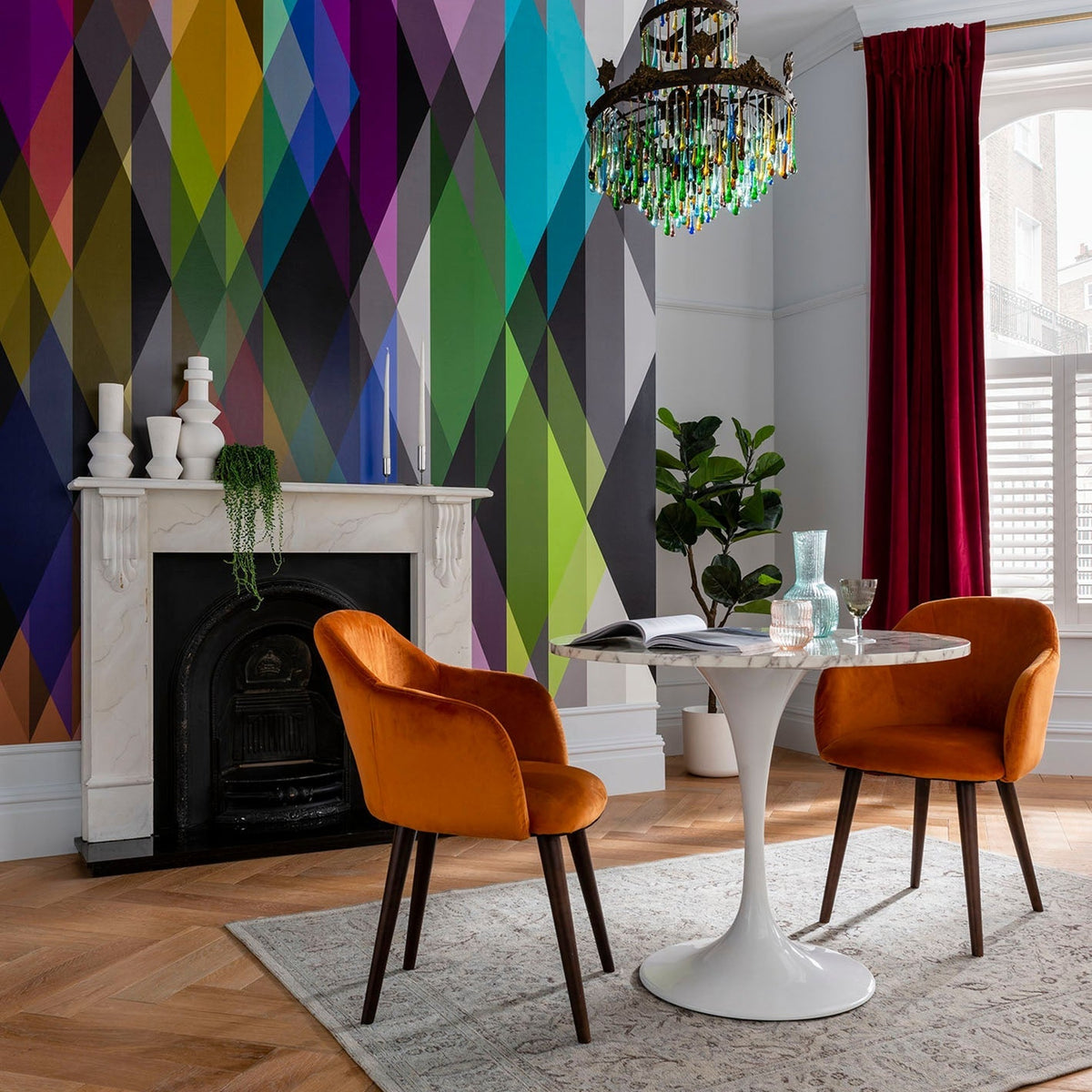 Circus wallpaper in Bright Multi on Purple — lifestyle
