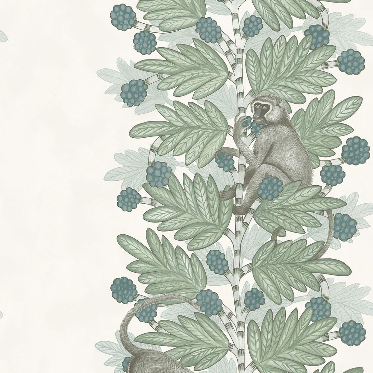Cole & Son Acacia in Duck Egg & Print Room Blue on White — pattern detail