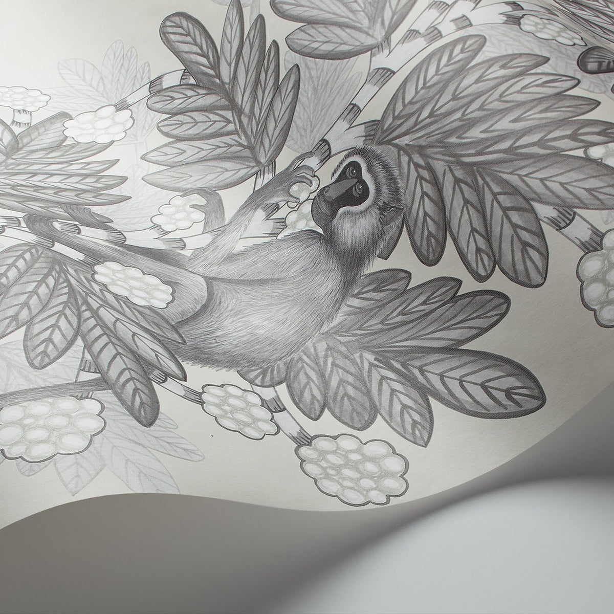 Cole & Son Acacia in Soot & Snow on Parchment — pattern detail