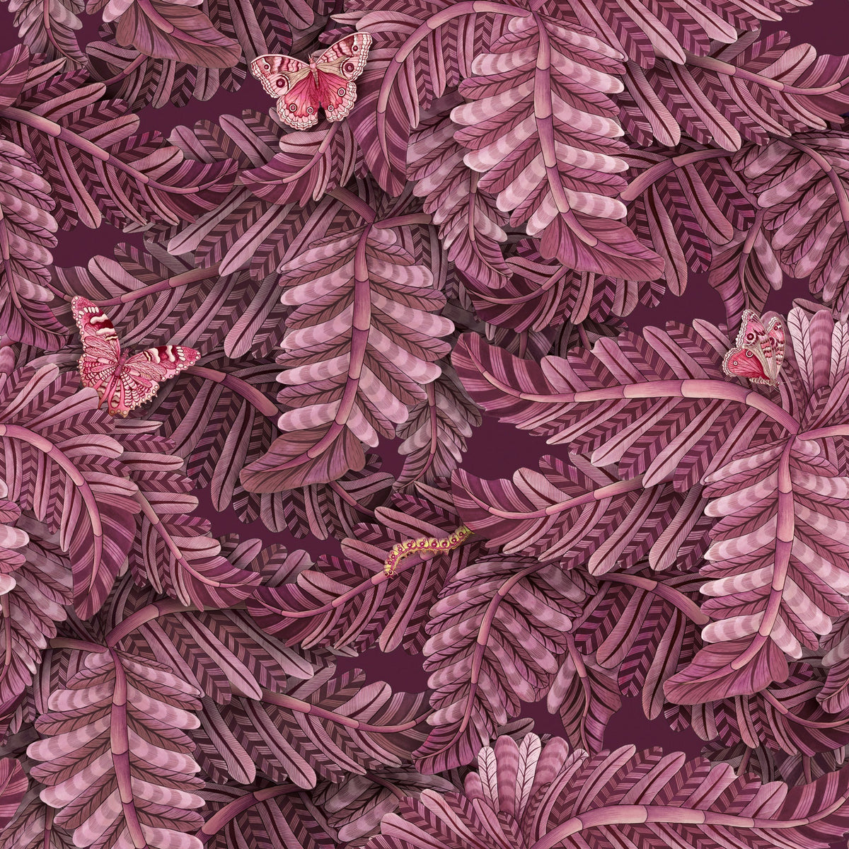 Cole & Son Acacia Canopy in Plum — pattern detail