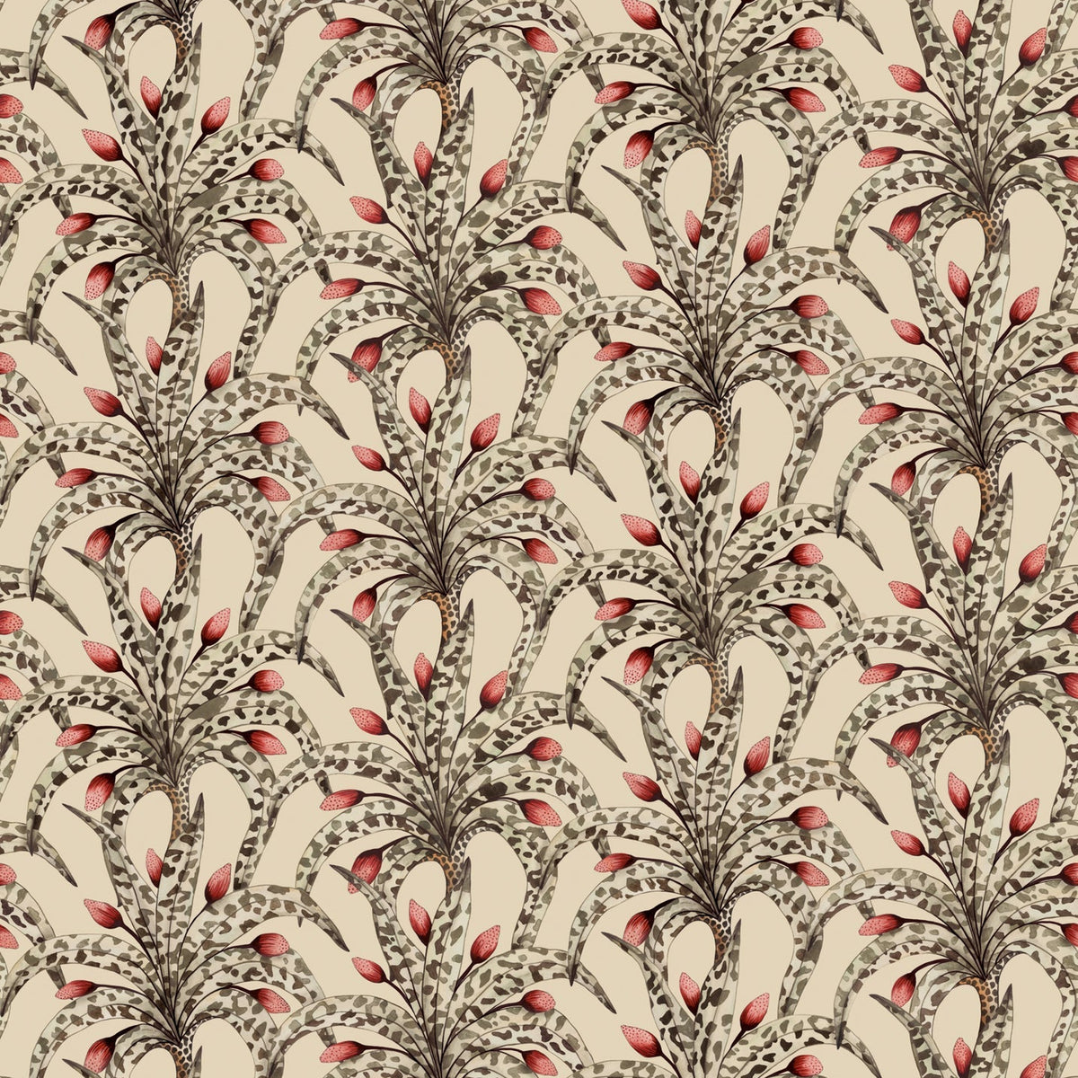 Cole & Son Afrika Damask in Sandstone & Ruby — pattern detail