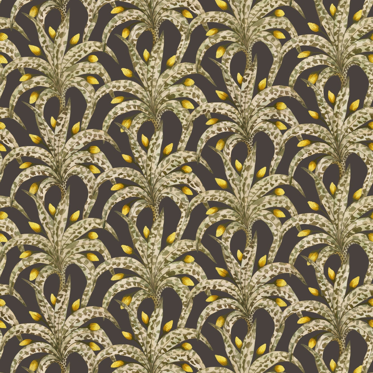 Cole & Son Afrika Damask in Onyx & Citrine — pattern detail