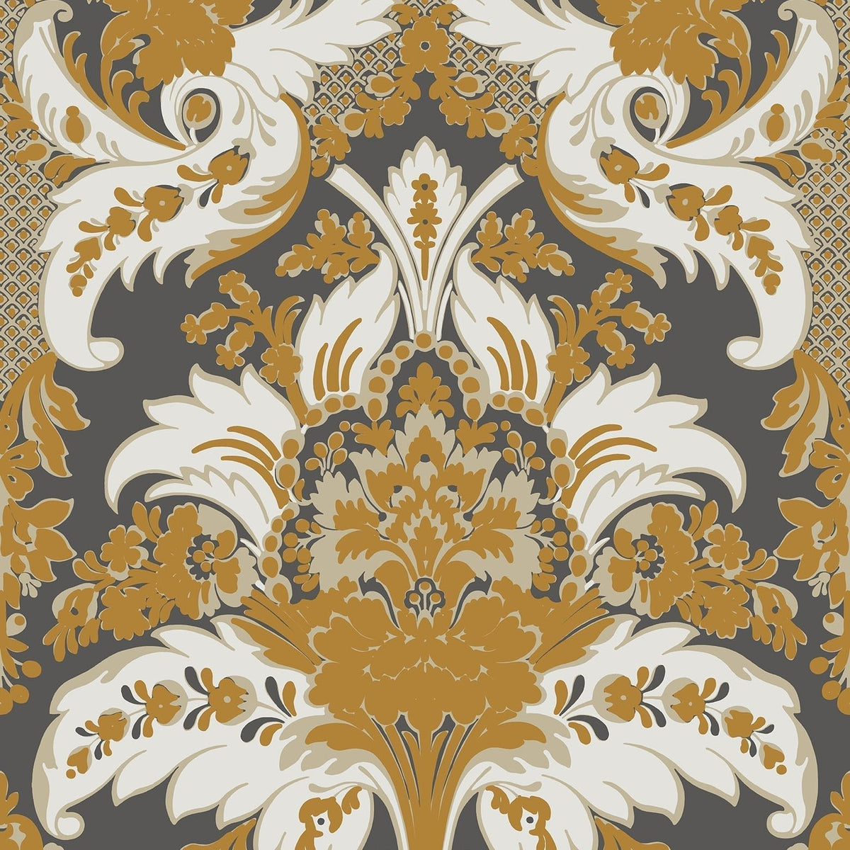Cole & Son Aldwych in Parchment & Glitter Gold on Charcoal — pattern detail