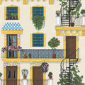 Cole & Son Alfaro in Canary Yellow & Petrol on Parchment — pattern detail