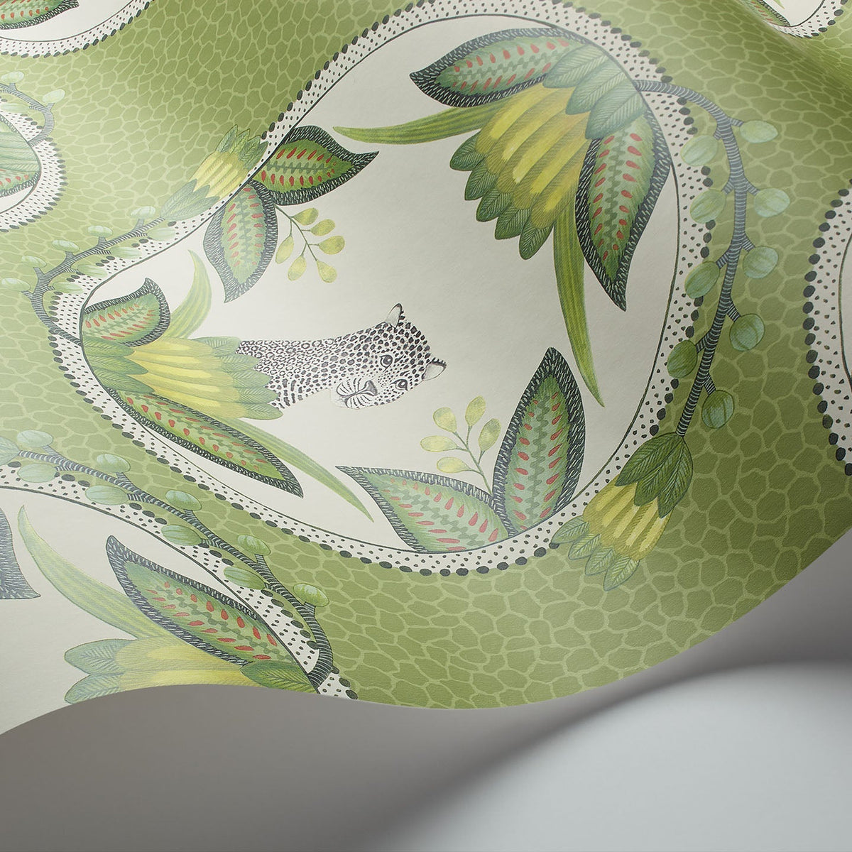 Cole & Son Ardmore Cameos in Olive Green — pattern detail