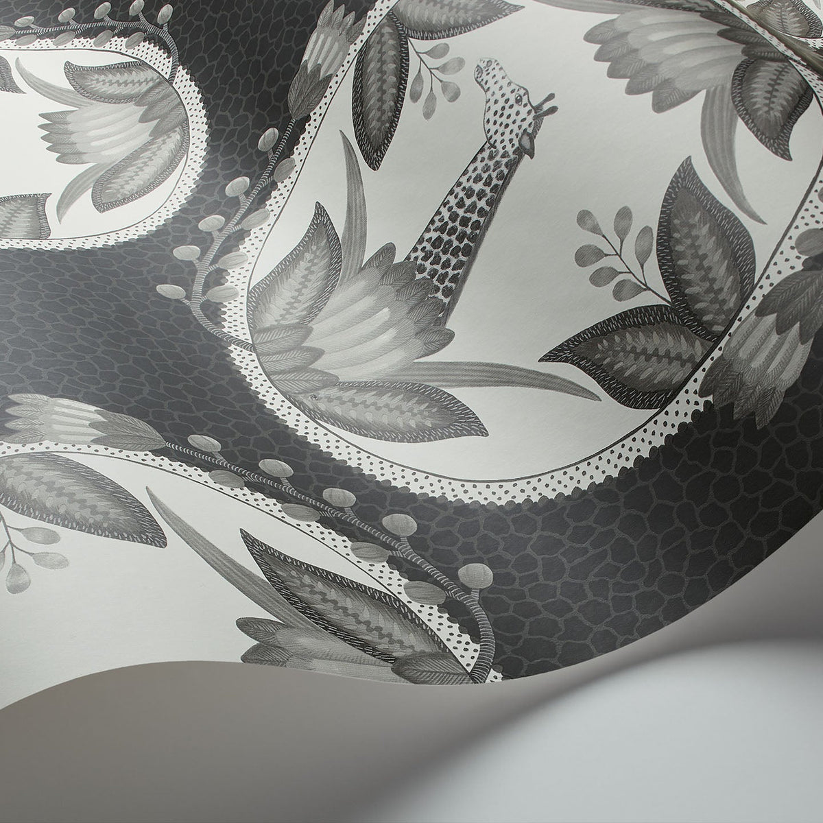 Cole & Son Ardmore Cameos in Soot & Snow — pattern detail