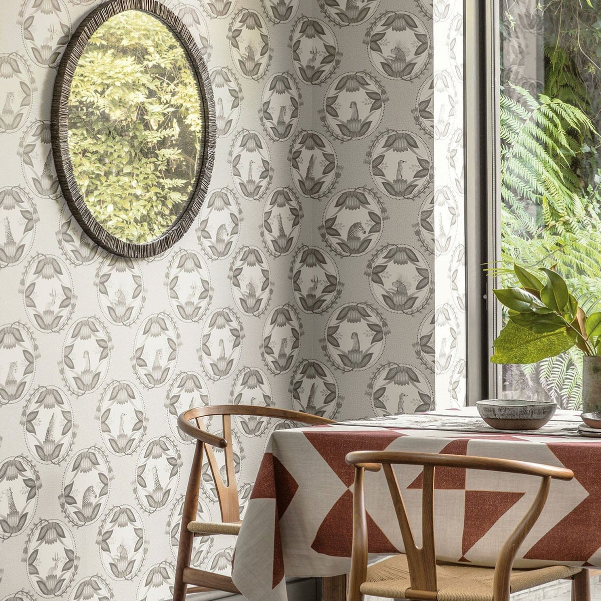 Cole & Son Ardmore Cameos in Grey — room setting
