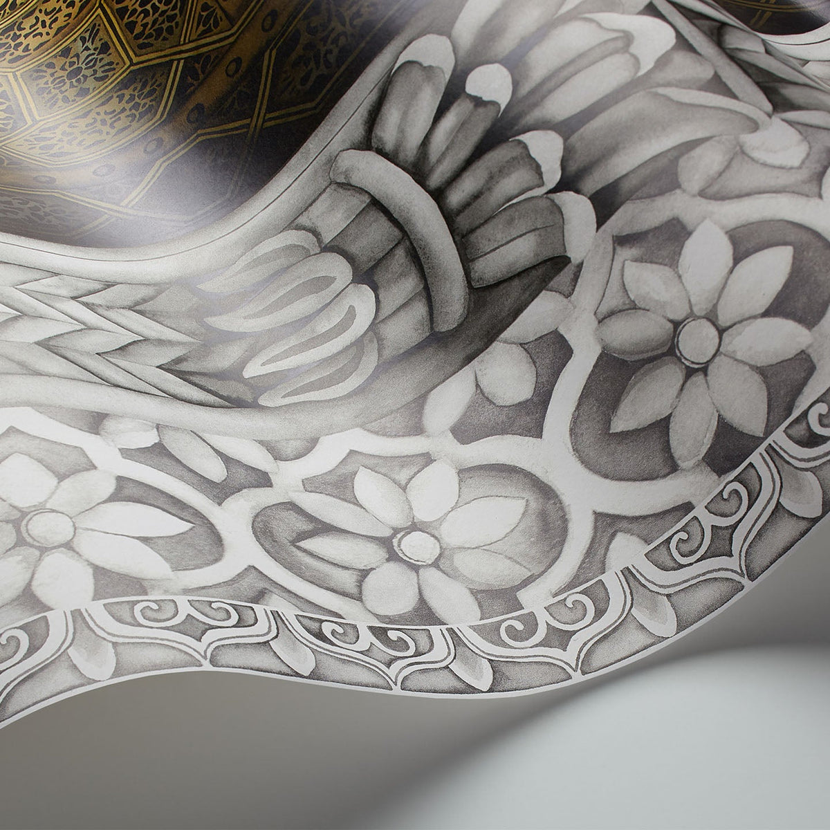 Cole & Son Bahia wallpaper in Metallic Gold, Soot & Snow 113/4012 — detail