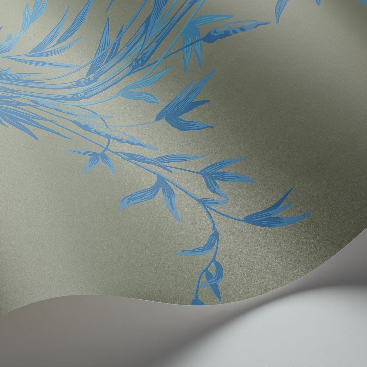 Cole & Son Bamboo wallpaper in China Blue on Old Olive — detail