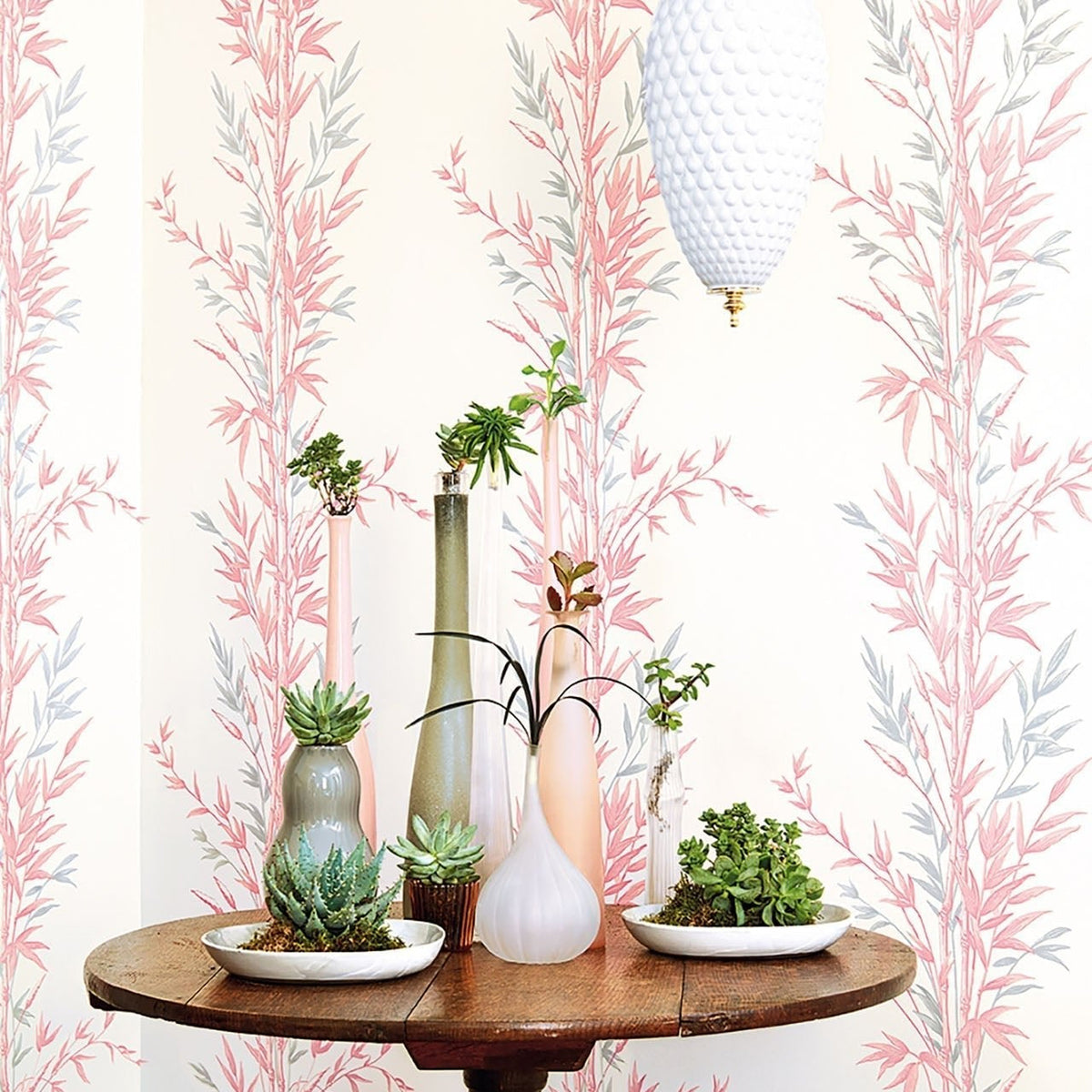 Cole & Son Bamboo wallpaper in Rose on Parchment — room setting