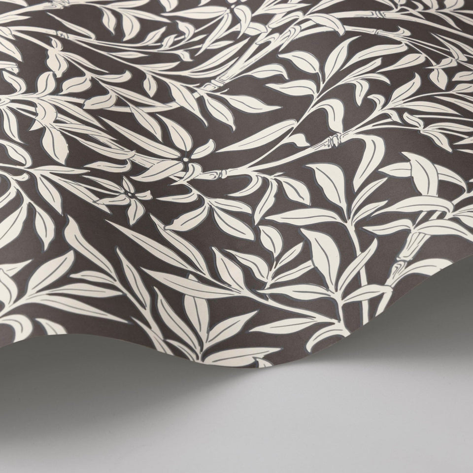 Cole & Son Bamboo Forest wallpaper in Snow on Soot — wallpaper detail