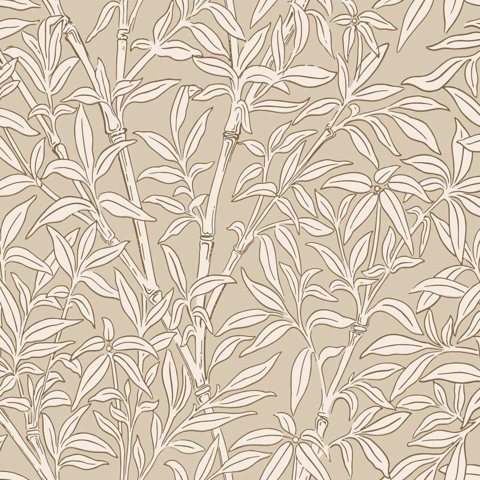 Cole & Son Bamboo Forest wallpaper in Oat — pattern detail