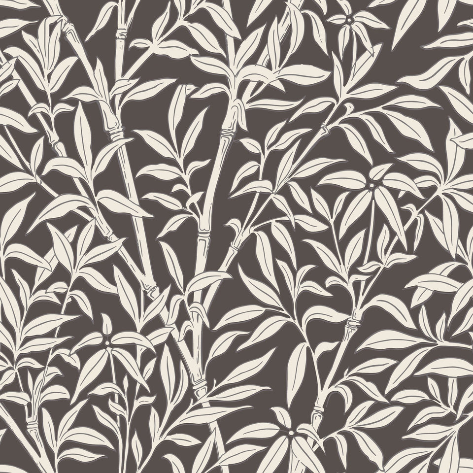 Cole & Son Bamboo Forest wallpaper in Snow on Soot — pattern detail