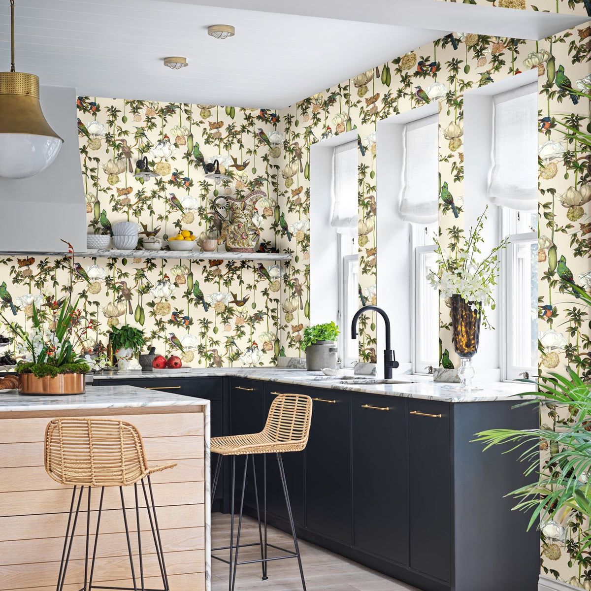 Cole & Son Baobab Botanica wallpaper in Stone — room setting