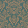Cole & Son Blake wallpaper in Metallic Gold on Teal — pattern