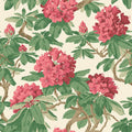 Cole & Son Bourlie wallpaper in Cerise, Leaf Green on White — pattern