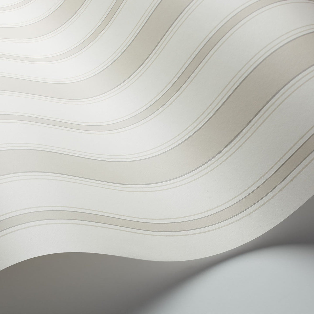 Cole & Son Cambridge Stripe wallpaper in Stone & White — detail