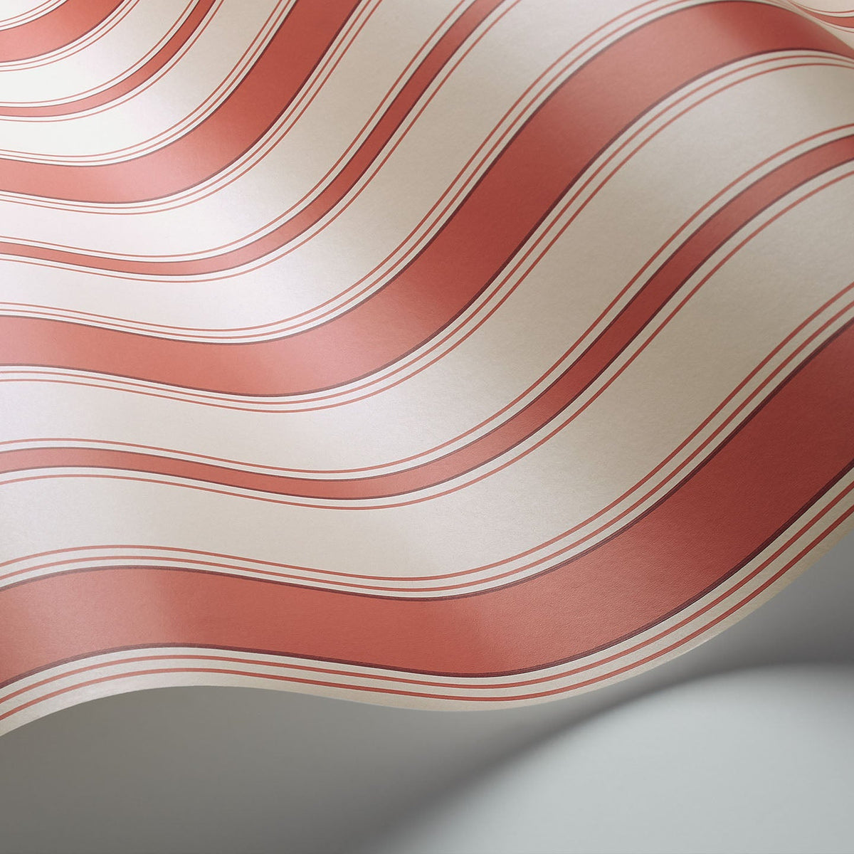 Cole & Son Cambridge Stripe wallpaper in Red — detail