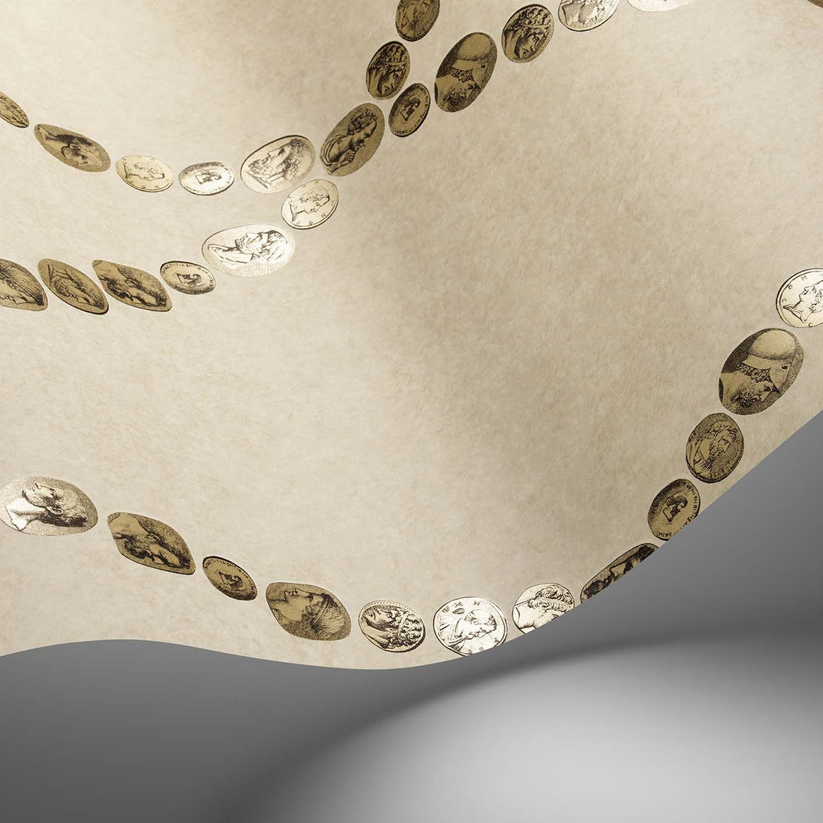 Cole & Son Cammei wallpaper in Soft Gold on Stone — detail