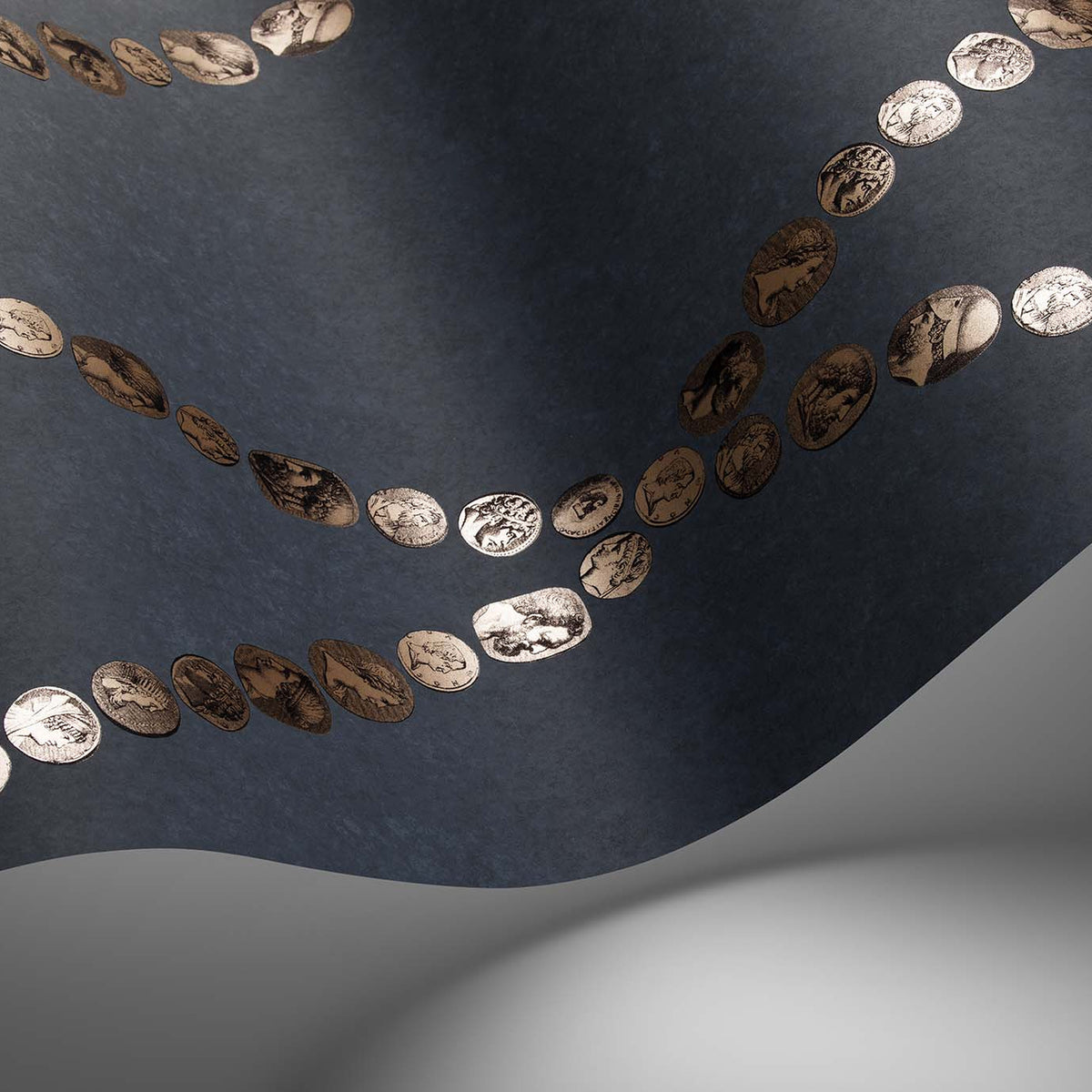 Cole & Son Cammei wallpaper in Slate & Rose Gold — detail