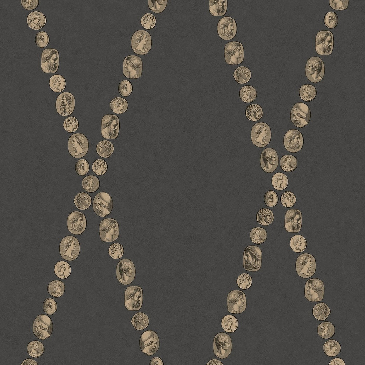 Cole & Son Cammei wallpaper in Gold on Charcoal — pattern