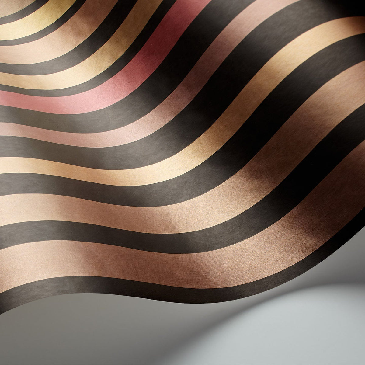 Cole & Son Carousel Stripe wallpaper in Ginger on Soot — detail