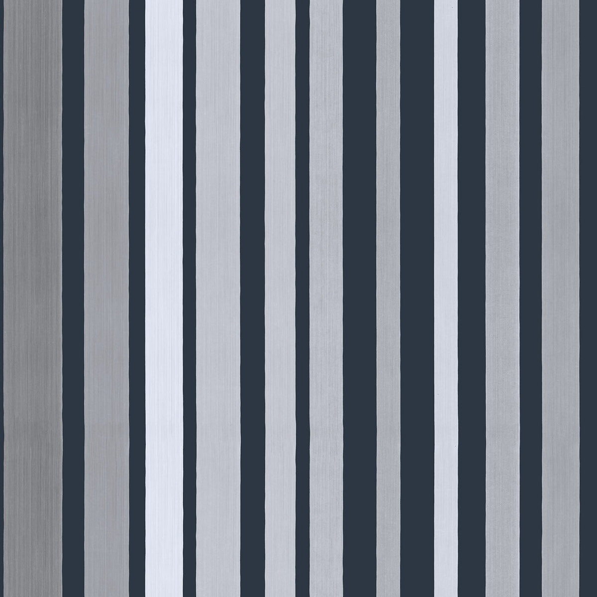 Cole & Son Carousel Stripe wallpaper in Metallic Silver on Charcoal — pattern