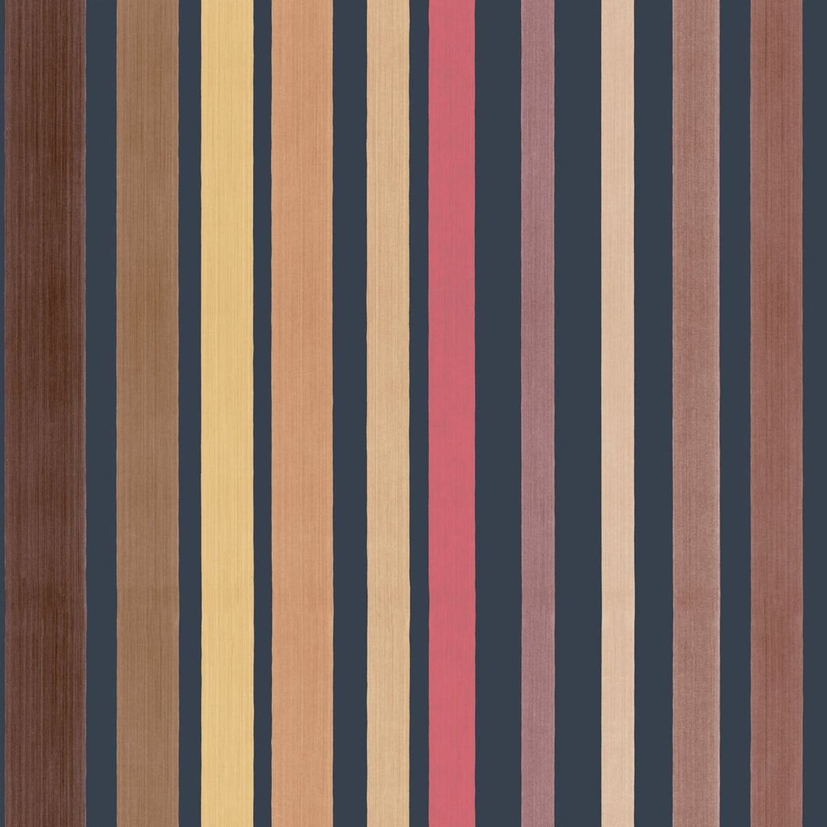 Cole & Son Carousel Stripe wallpaper in Ginger on Soot — pattern