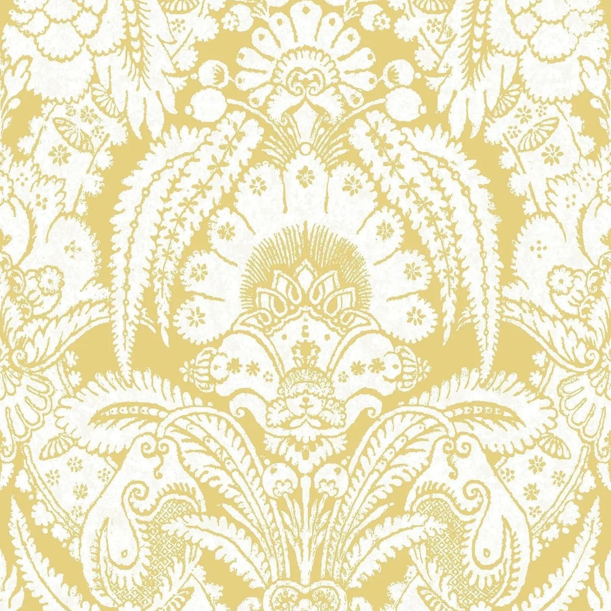 Cole & Son Chatterton wallpaper in Chalk on Ochre — pattern