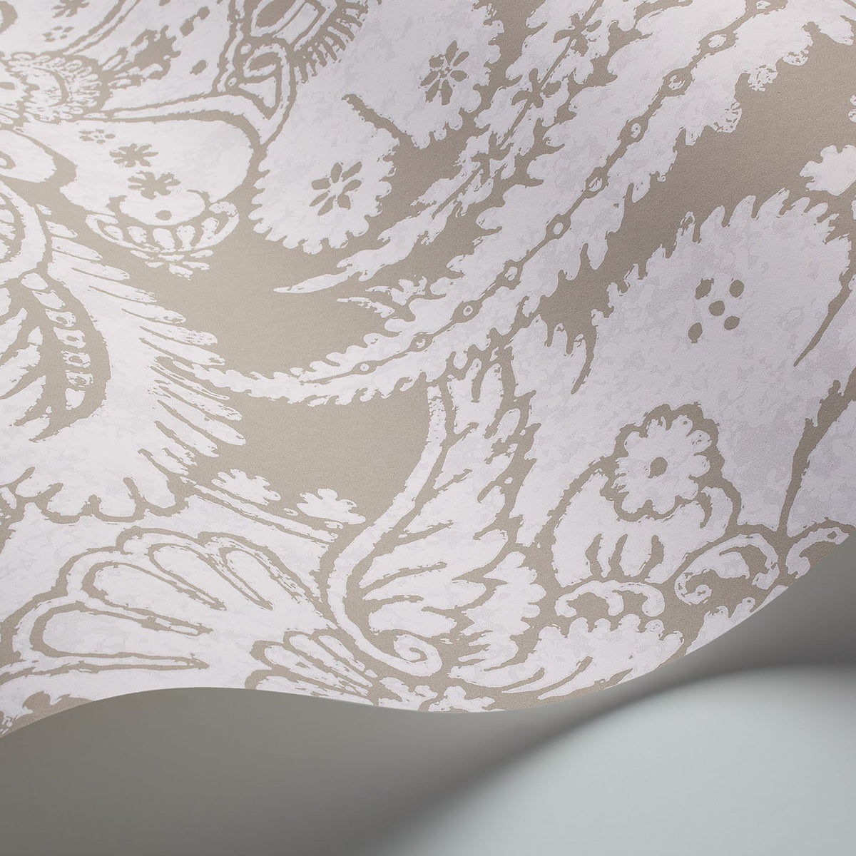 Cole & Son Chatterton wallpaper in Chalk on Taupe — detail
