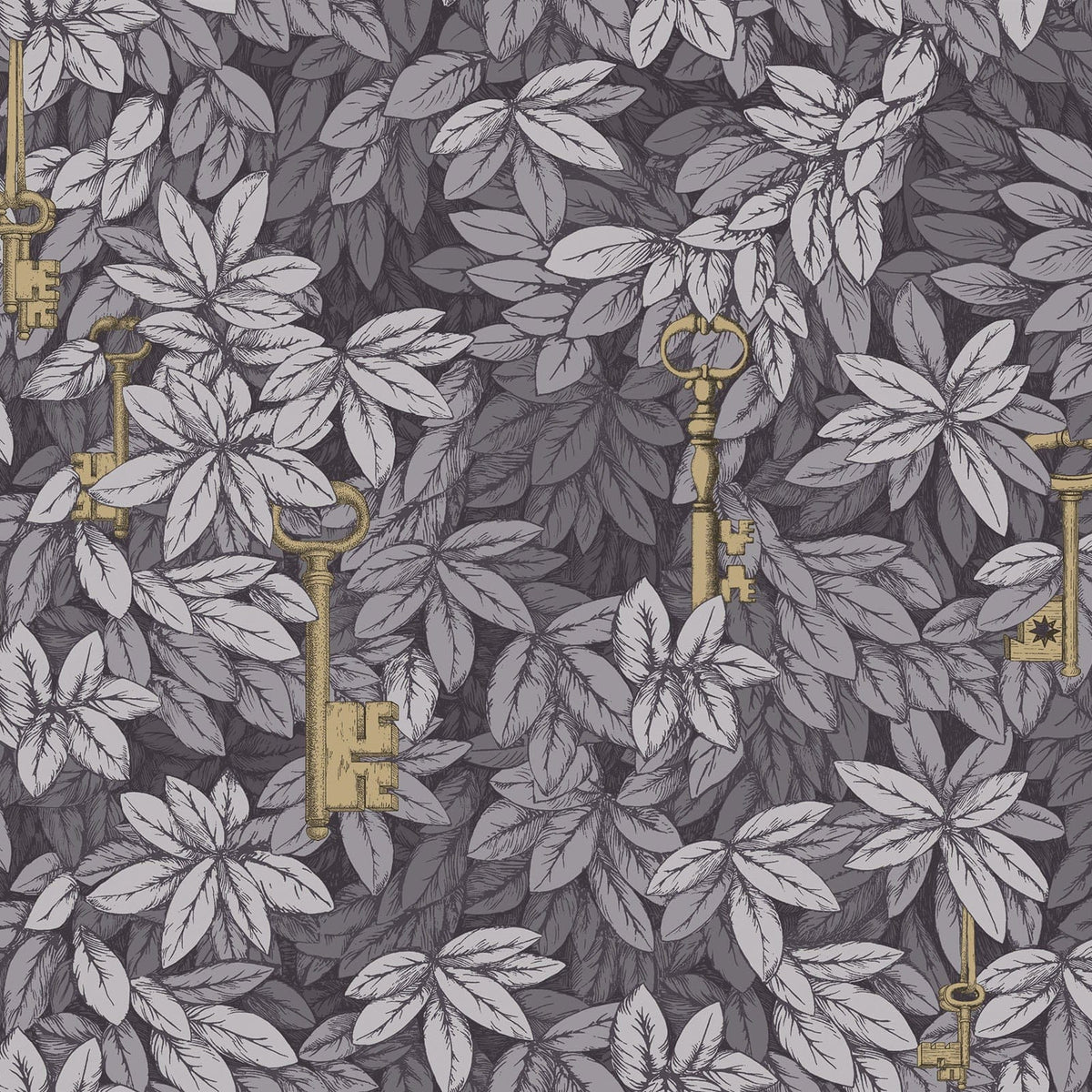 Cole & Son Fornasetti Chiavi Segrete wallpaper in Slate Blue & Grey — pattern