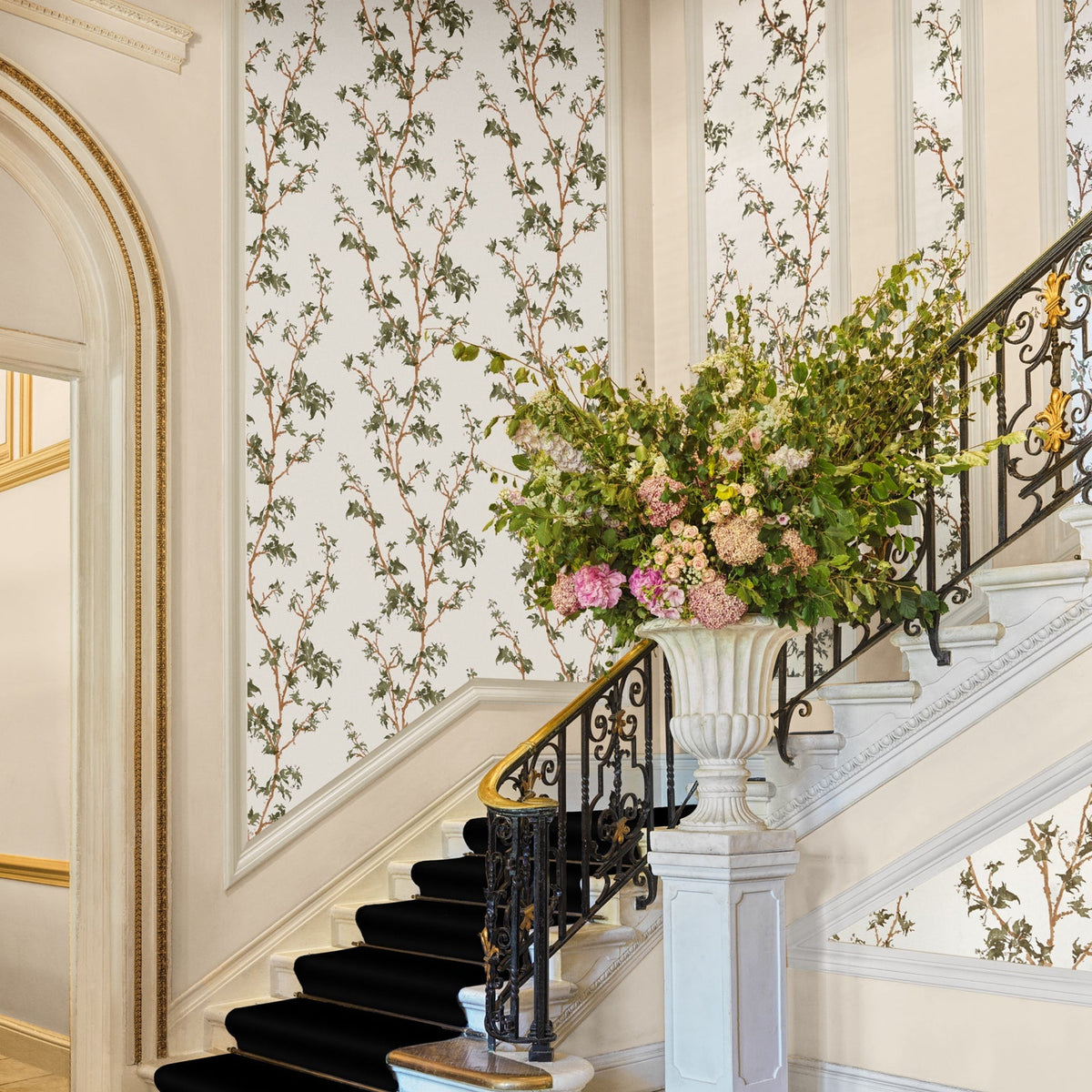 Cole & Son Chinese Branch wallpaper in Leaf Green — room setting