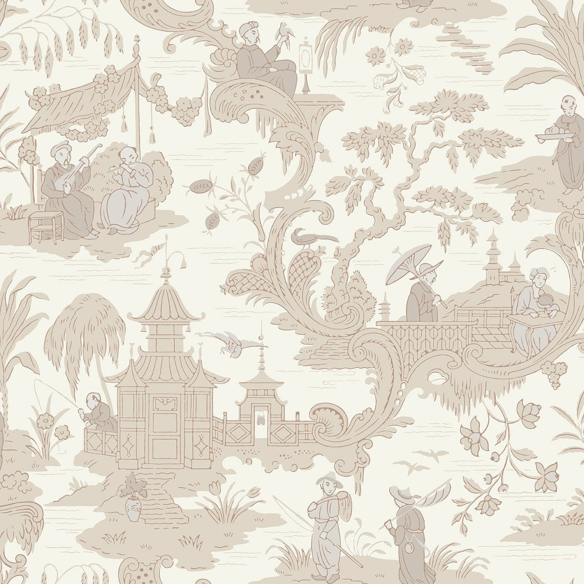 Cole & Son Chinese Toile wallpaper in Parchment — pattern
