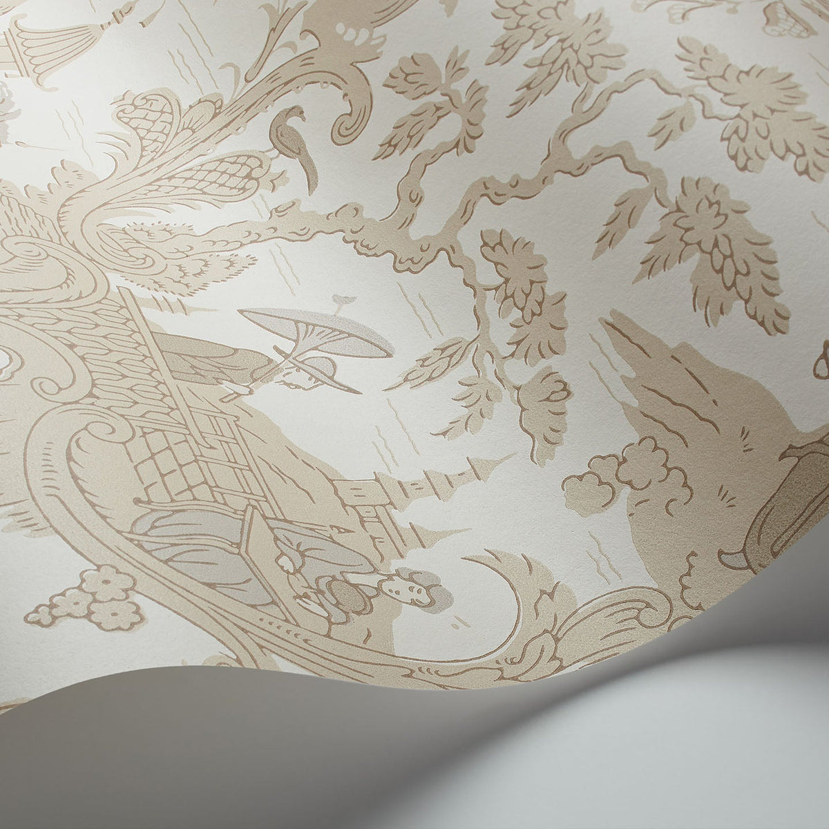Cole & Son Chinese Toile wallpaper in Parchment — detail