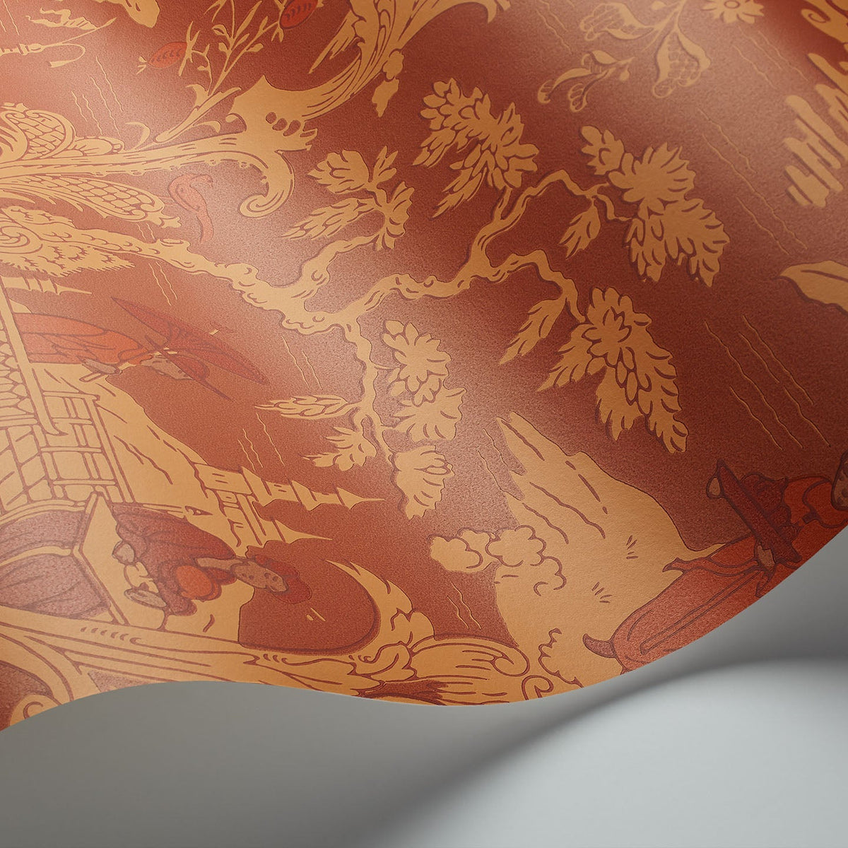 Cole & Son Chinese Toile wallpaper in Ginger — detail