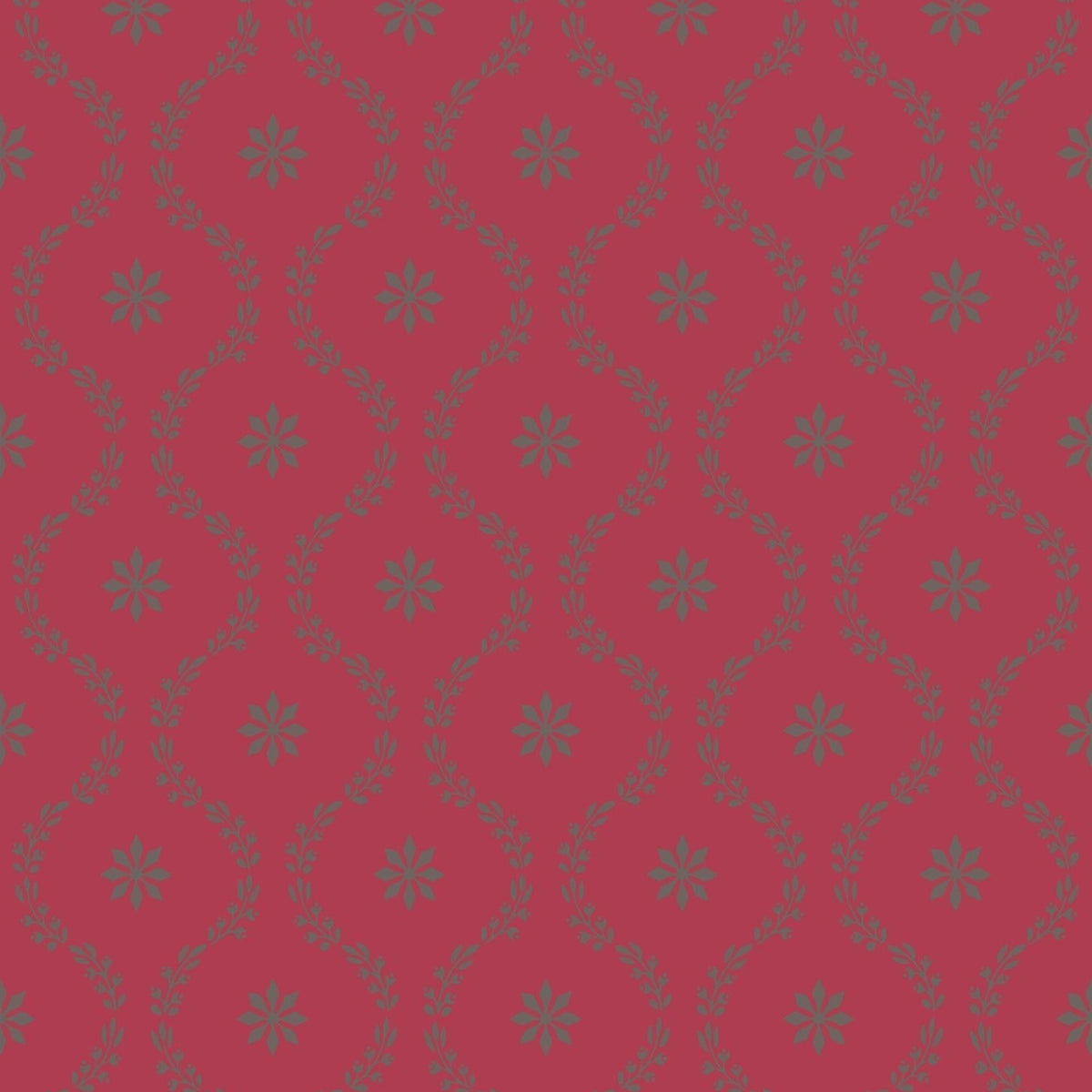 Cole & Son Clandon wallpaper in Pewter on Red — pattern