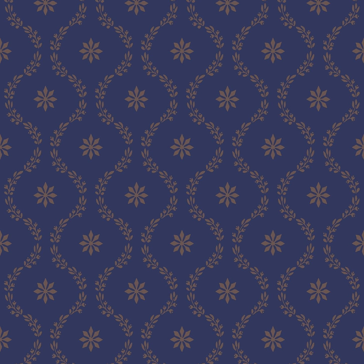 Cole & Son Clandon wallpaper in Metallic Gold on Midnight — pattern