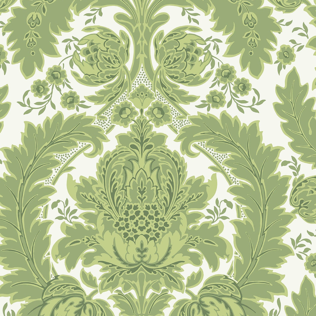 Cole & Son Coleridge wallpaper in Leaf Green on White — pattern