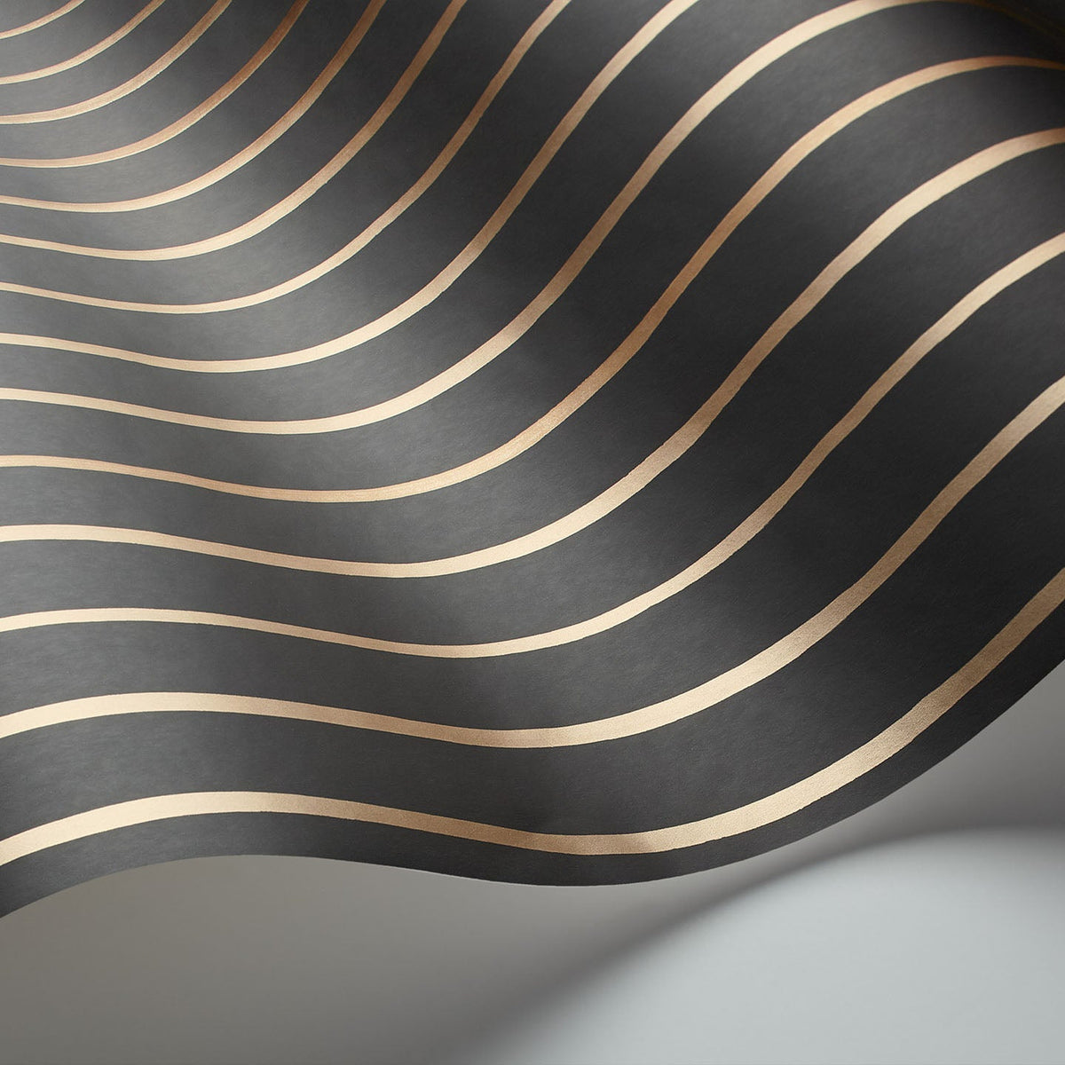 Cole & Son College Stripe wallpaper in Charcoal & Metallic Gold — detail