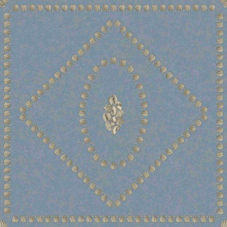Cole & Son Conchiglie wallpaper in Gilver on Denim, 123/5022