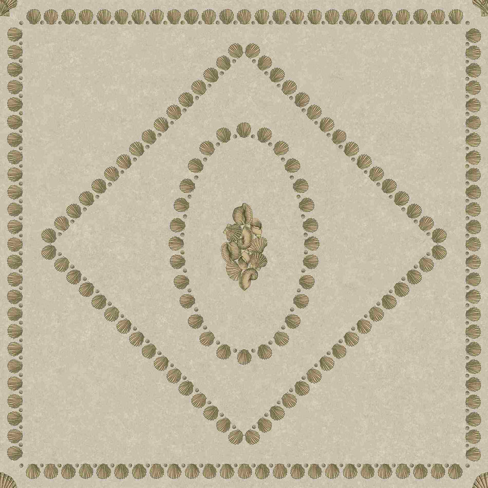 Cole & Son Conchiglie wallpaper in Gold on Stone, 123/5025