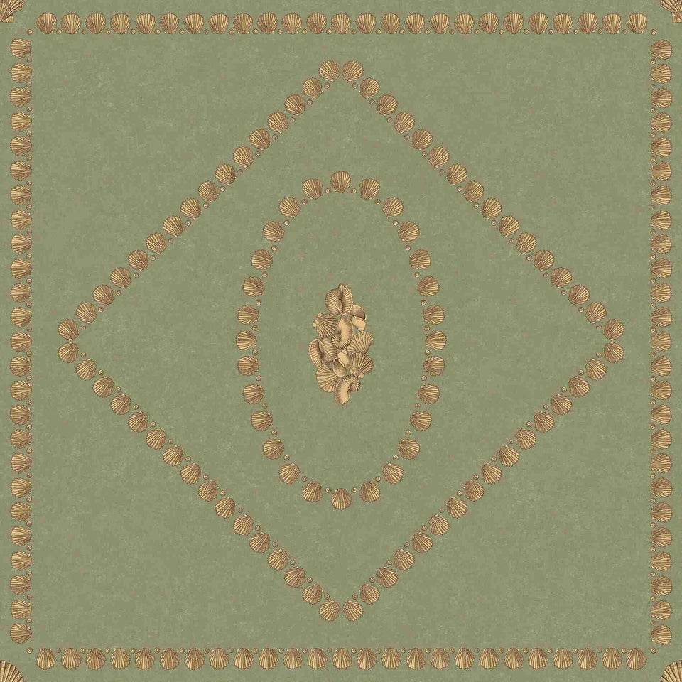 Cole & Son Conchiglie wallpaper in Antique Gold on Ivy, 123/5026