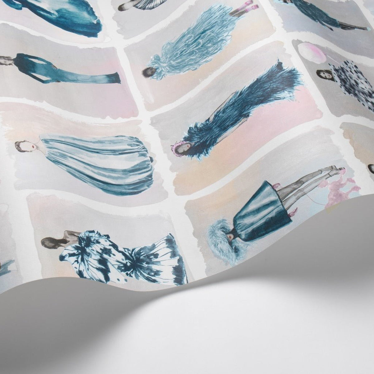 Cole & Son Couture Carousel wallpaper in China Blue — detail